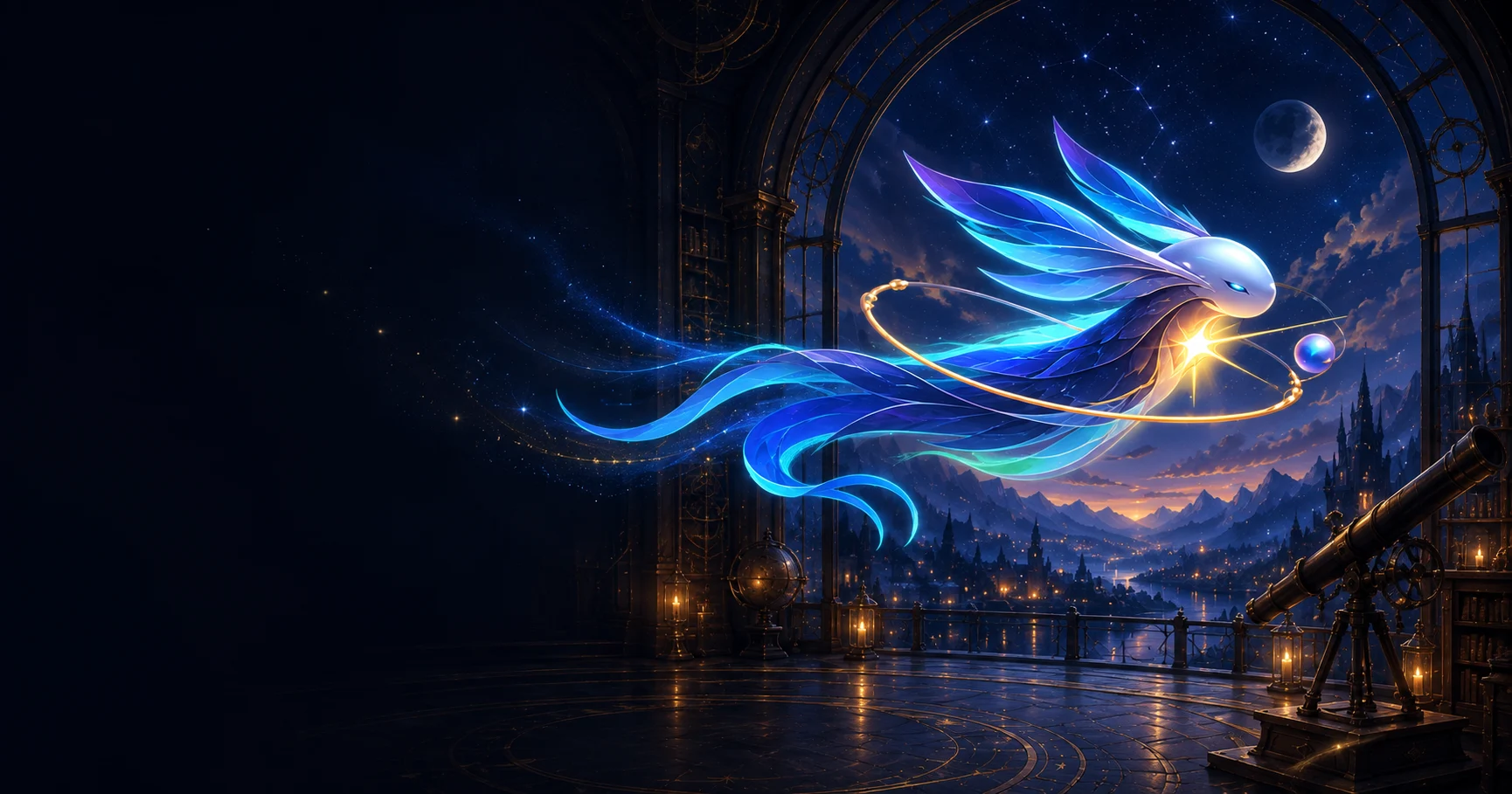 Wizzo’s celestial identity: Wisp above a moonlit observatory