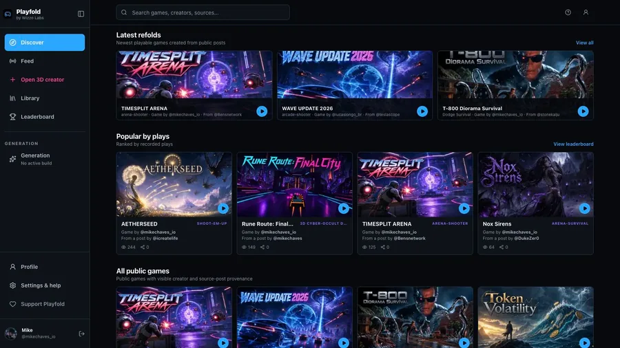 Playfold project interface